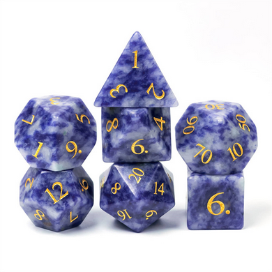 Blue Dot - Gemstone Engraved with Gold