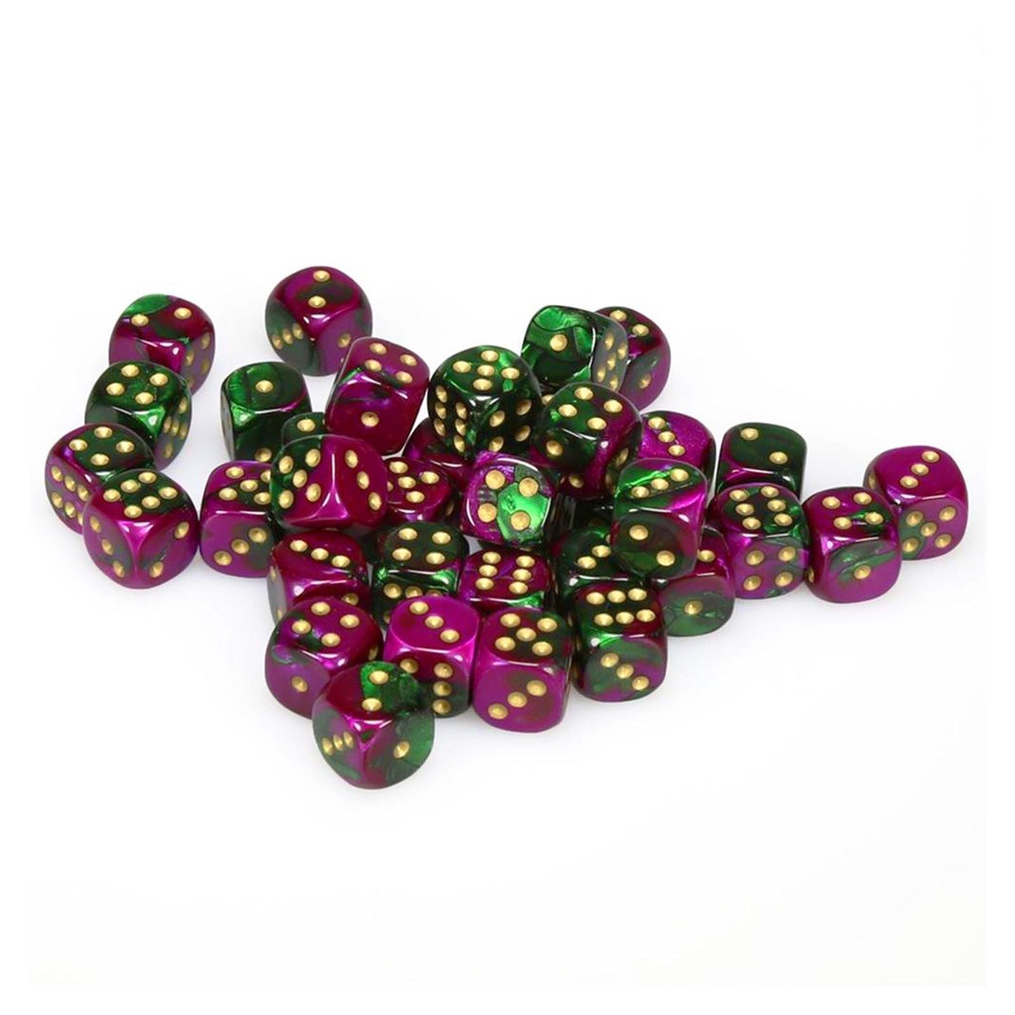 Chessex Gemini: 12MM D6 Green Purple/Gold (36)