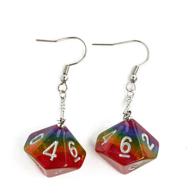 Foam Brain Games D10 Earrings: Glitter Rainbow