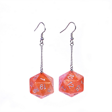 D20 Galaxy Earrings: Red & Orange