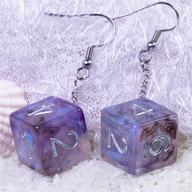 D6 Galaxy Earrings: Purple & Black
