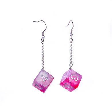D6 Galaxy Earrings: Purple & Red