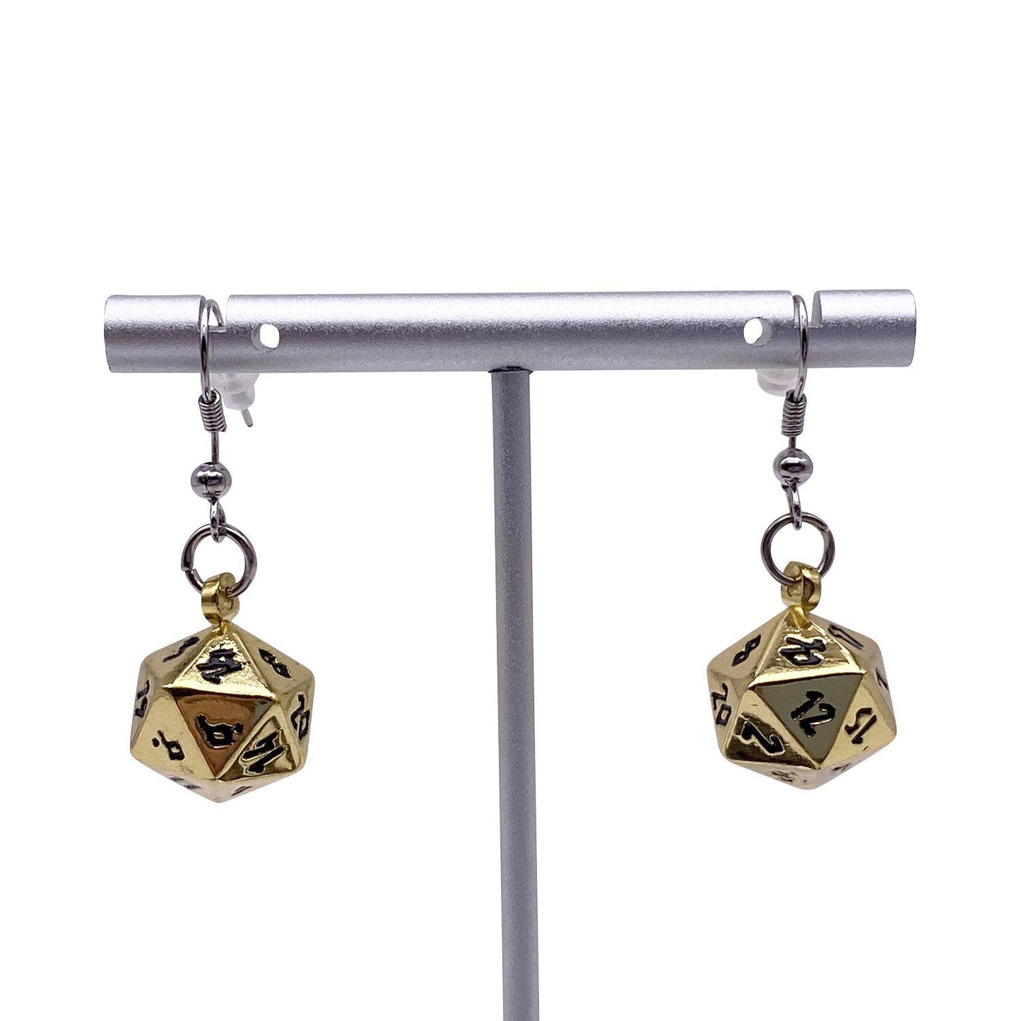 Norse Foundry Ioun Stone D20 Dice Earring Set: Dead Mans Gold
