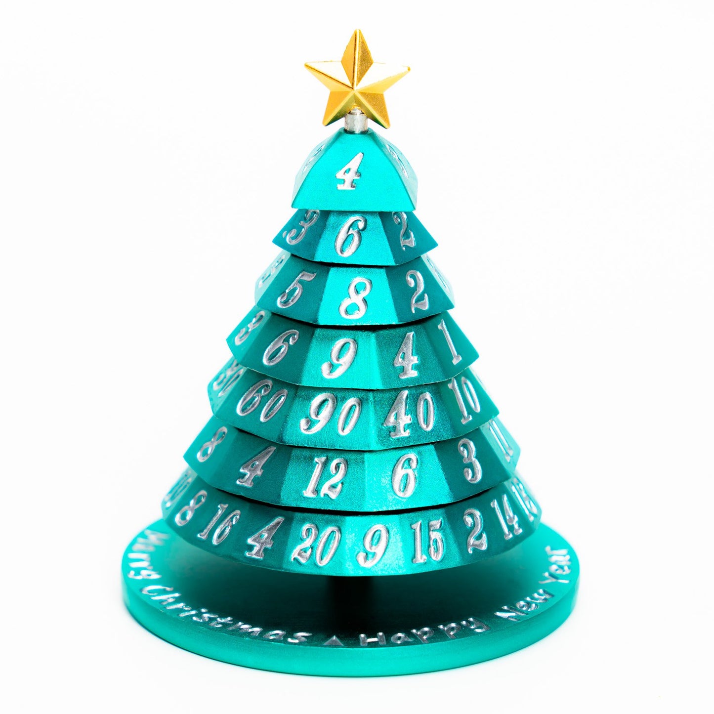 Hymgho Aluminum Christmas Tree 7 Dice Set- Forest Cyan