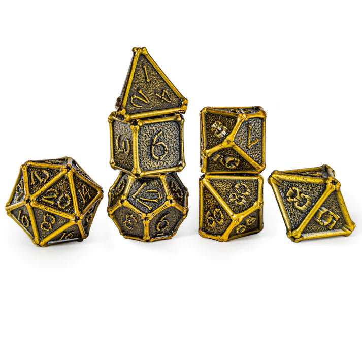 Hymgho Ancient Gold Bone Collector Solid Metal Dice Set