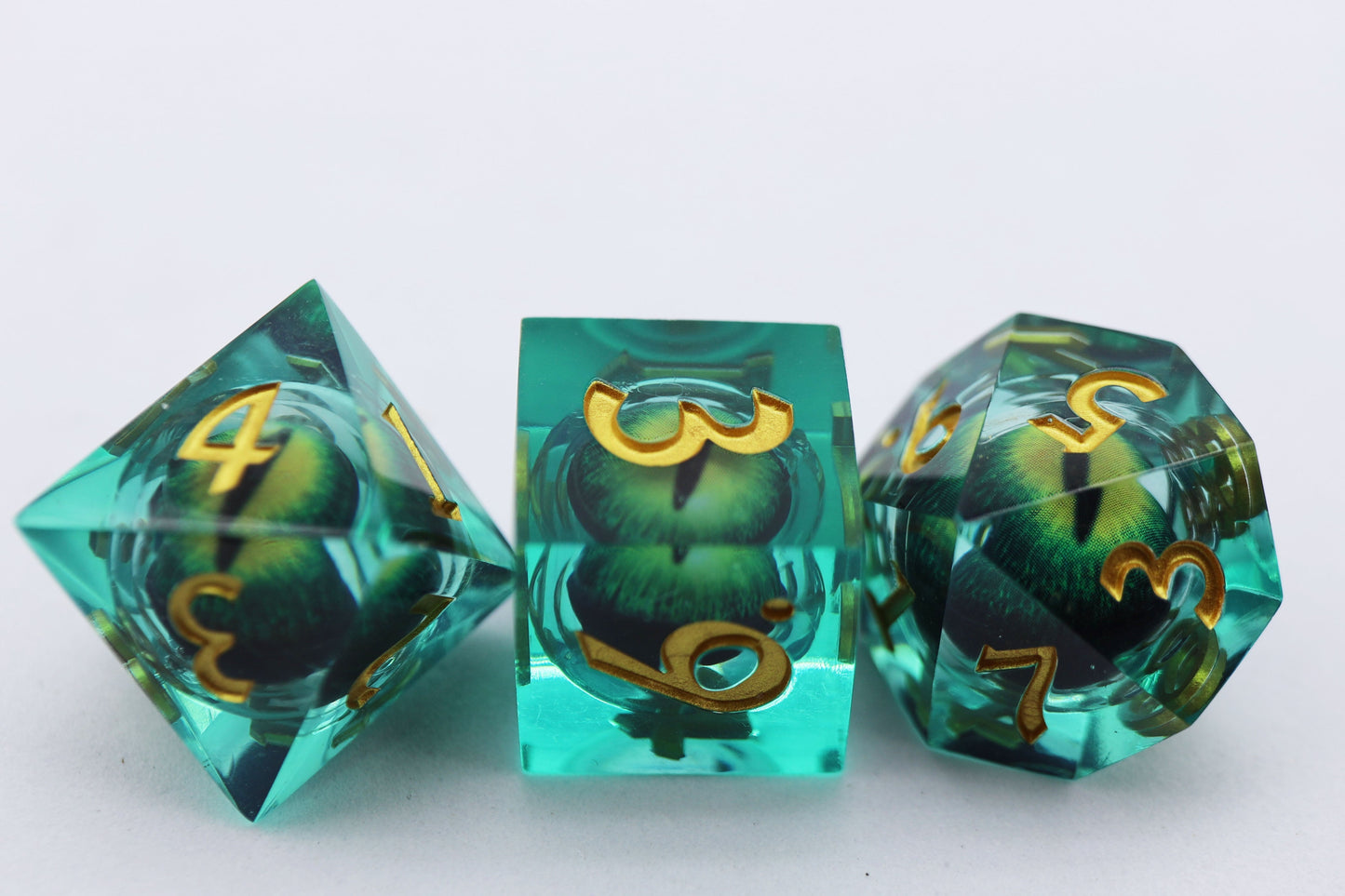 Sharp Edge Moving Eye RPG Dice Set - Green Cyclops