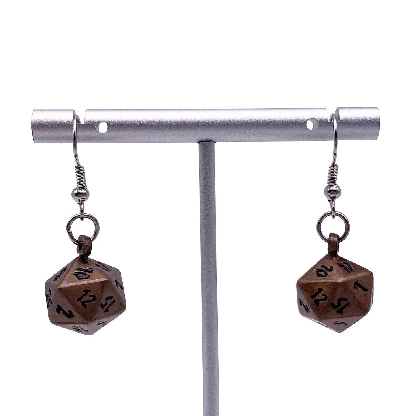 Norse Foundry Ioun Stone d20 Earrings: Gnomish Copper