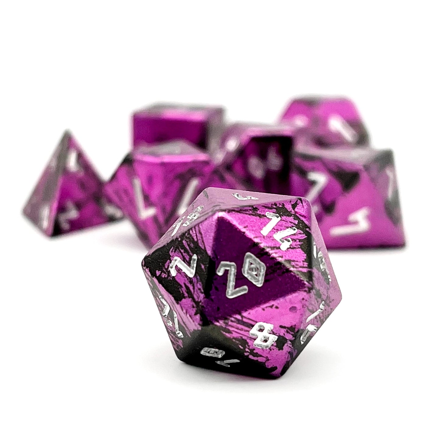Norse Foundry 7 Die Aluminum Wonderous Dice Set: Baby Flamingo