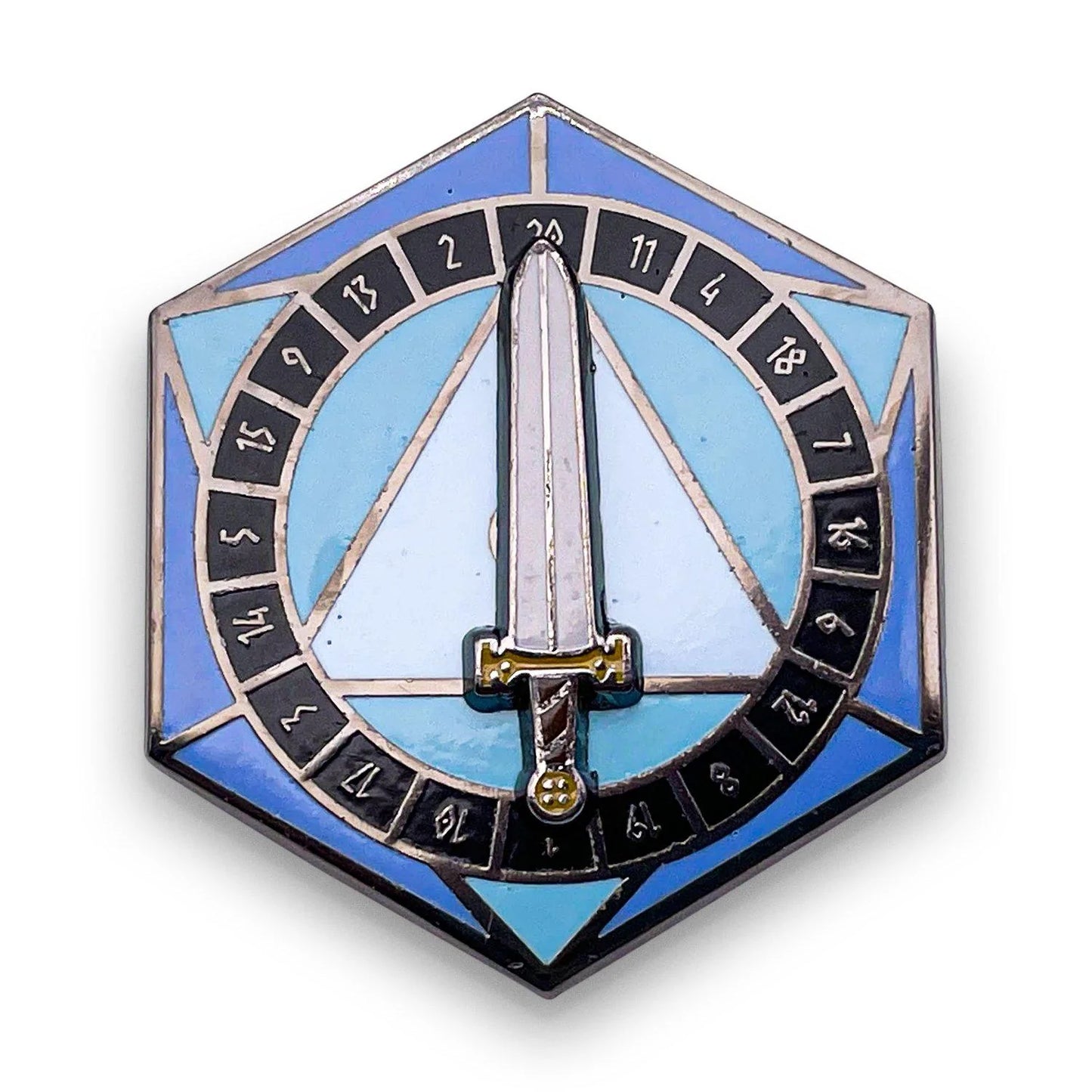 Norse Foundry Blue D20 Sword Spinner Pin
