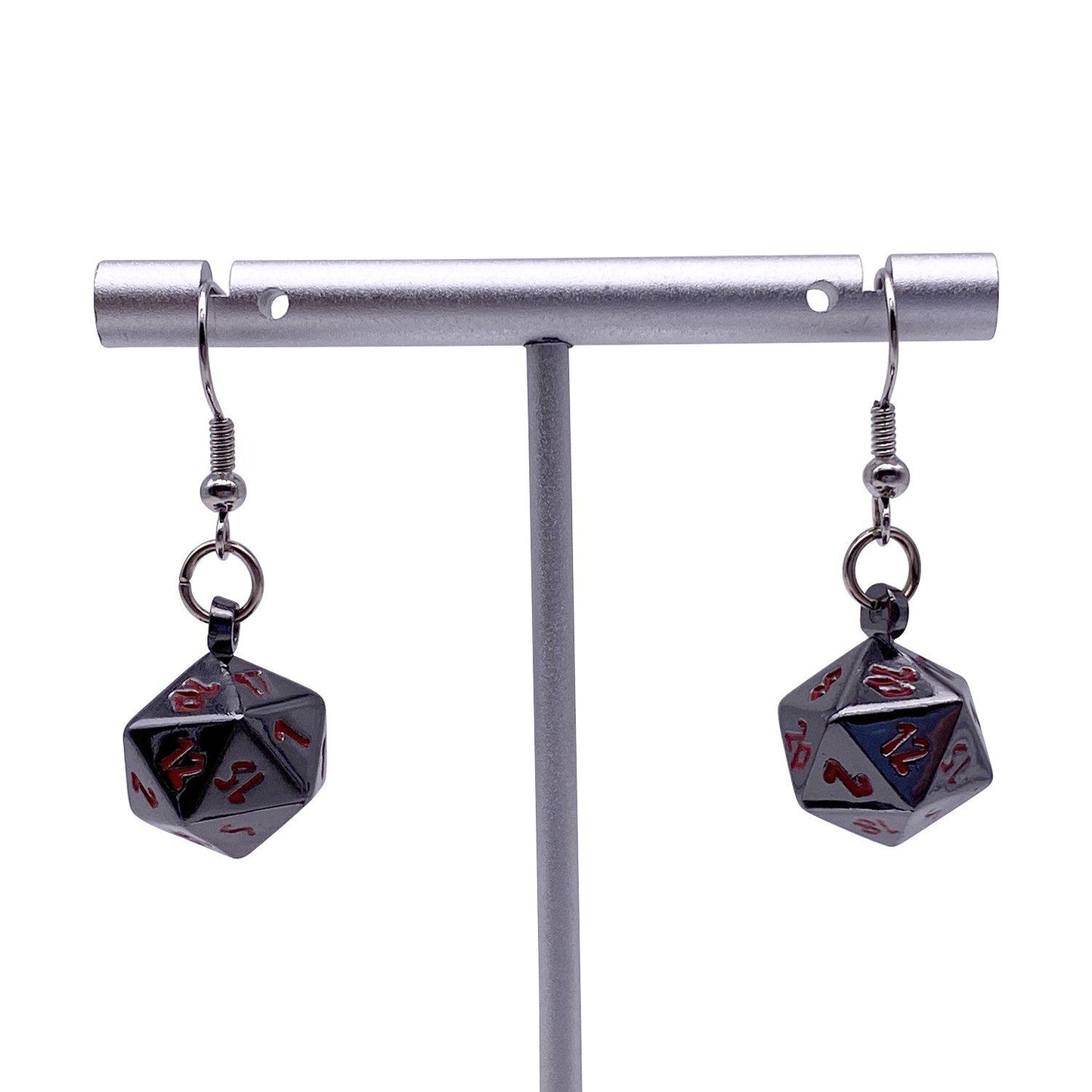 Norse Foundry Ioun Stone D20 Dice Earring Set: Nightmare Black