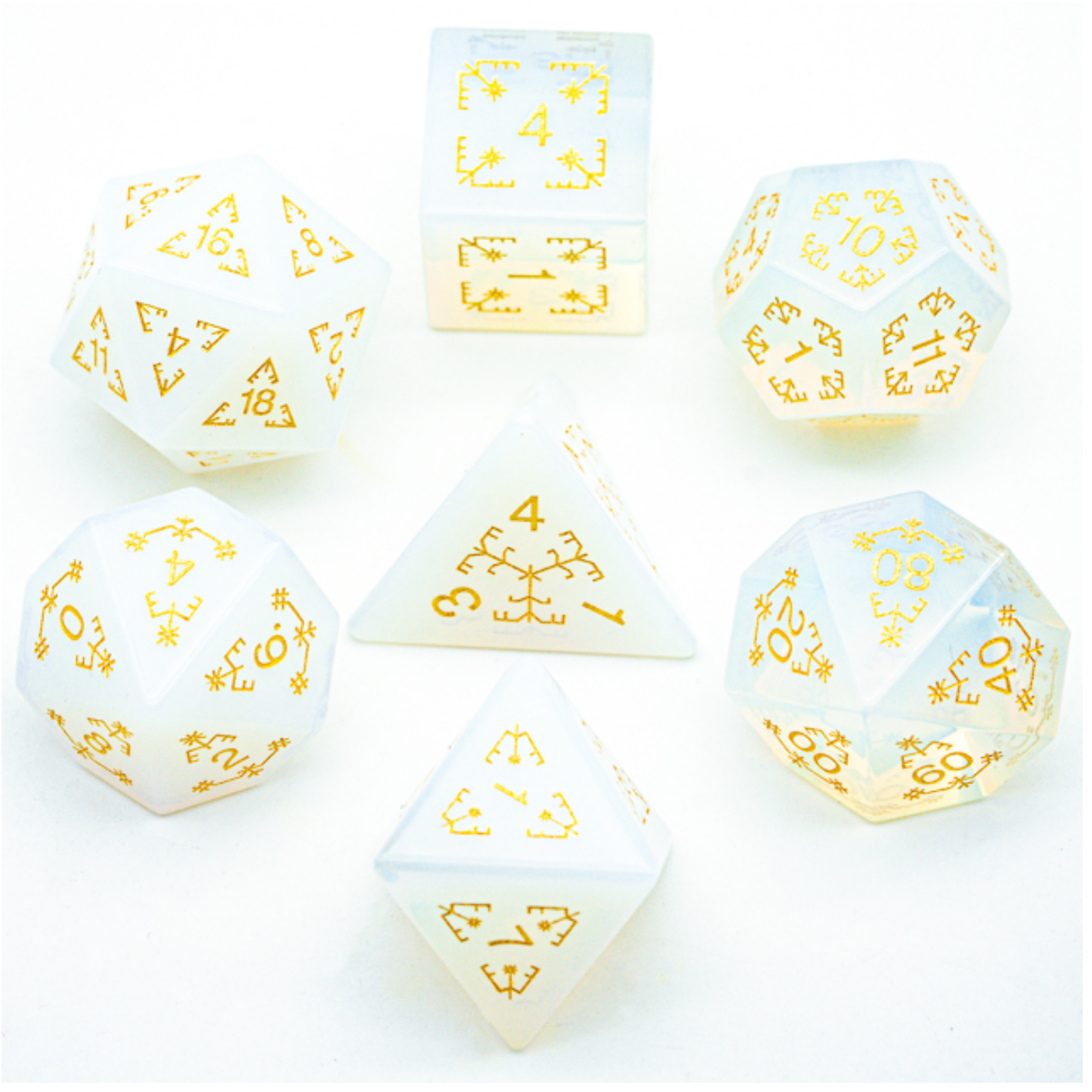 Opalite and Flourish - Gemstone Engraved with Gold