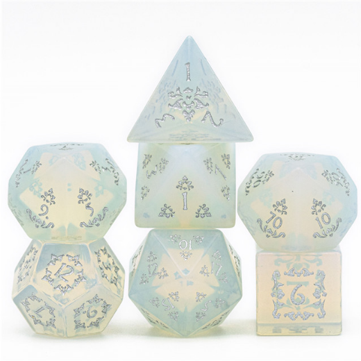 Opalite and Flourish - Gemstone Engraved with Silver