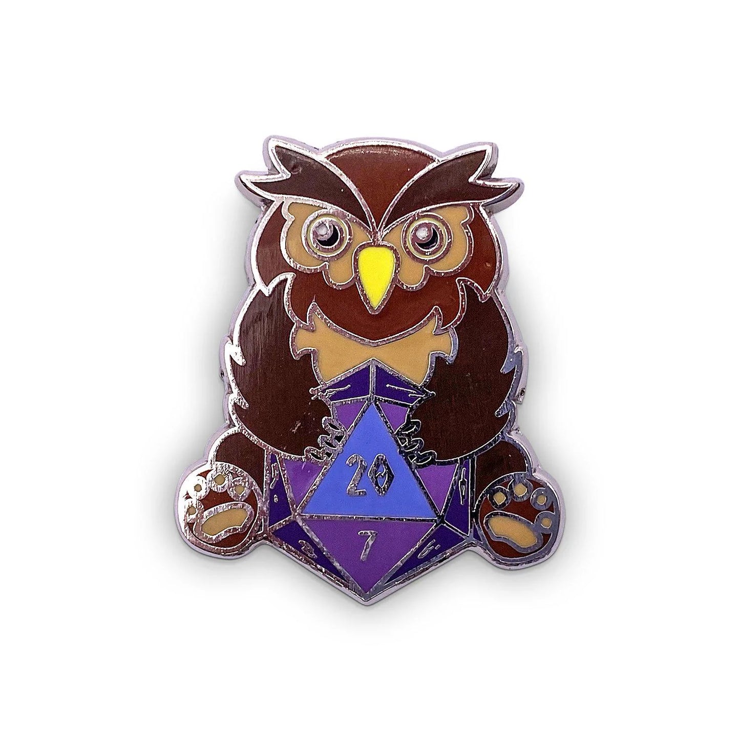 Norse Foundry Owl Bear Purple D20 Pin
