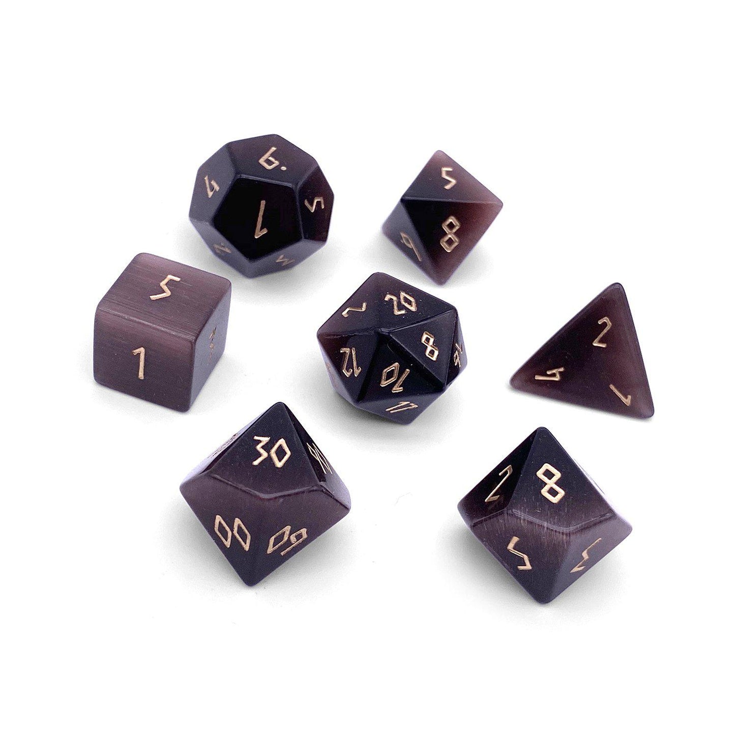 Norse Foundry 7 Die Gemstone RPG Dice Set: Purple Cats Eye