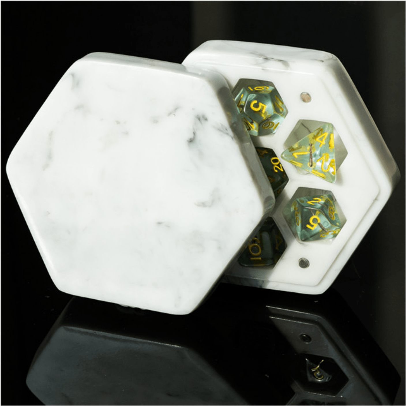 Resin Hexagon Dice Box - White