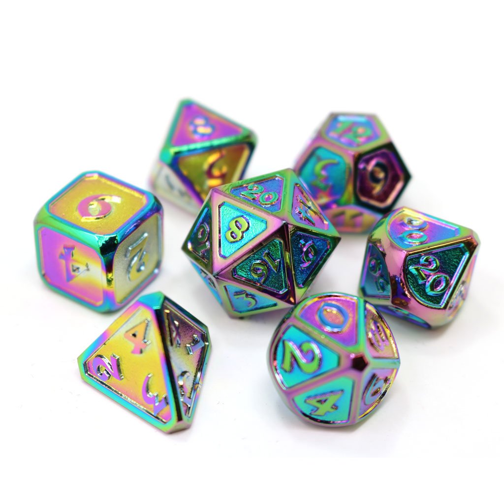 Die Hard Dice 7 Die Metal Dice Set: Mythica Scorched Rainbow