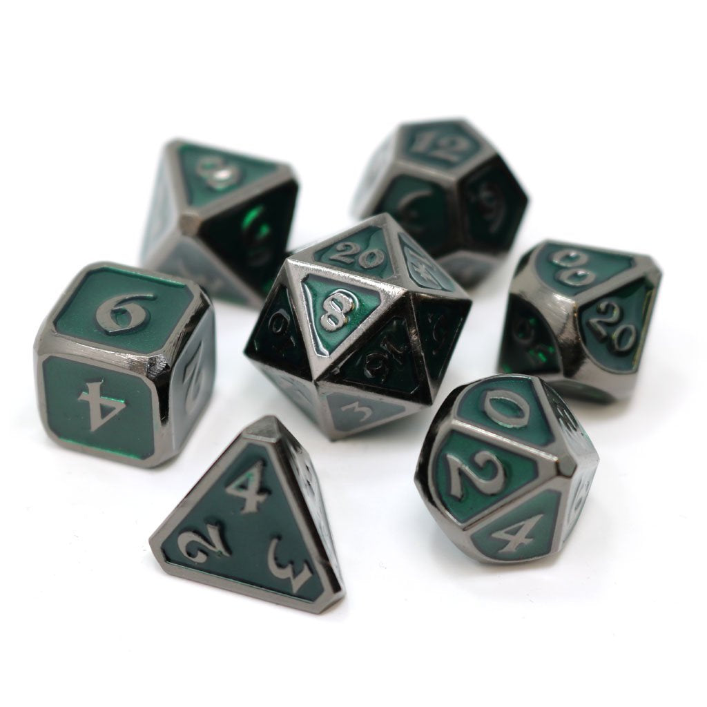 Die Hard Dice 7 Die Metal Dice Set: Mythica Sinister Emerald