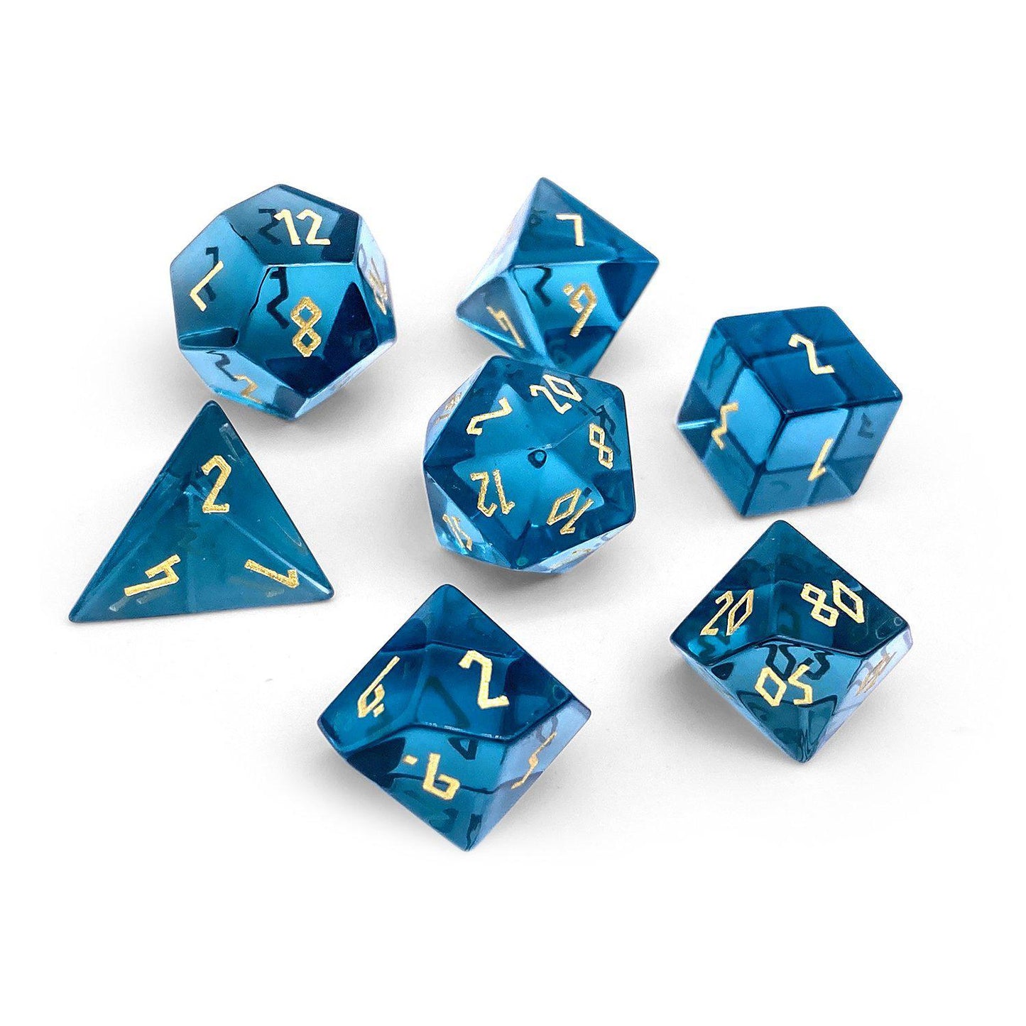 Norse Foundry 7 Die Glass RPG Dice Set: Aquamarine Zircon Glass