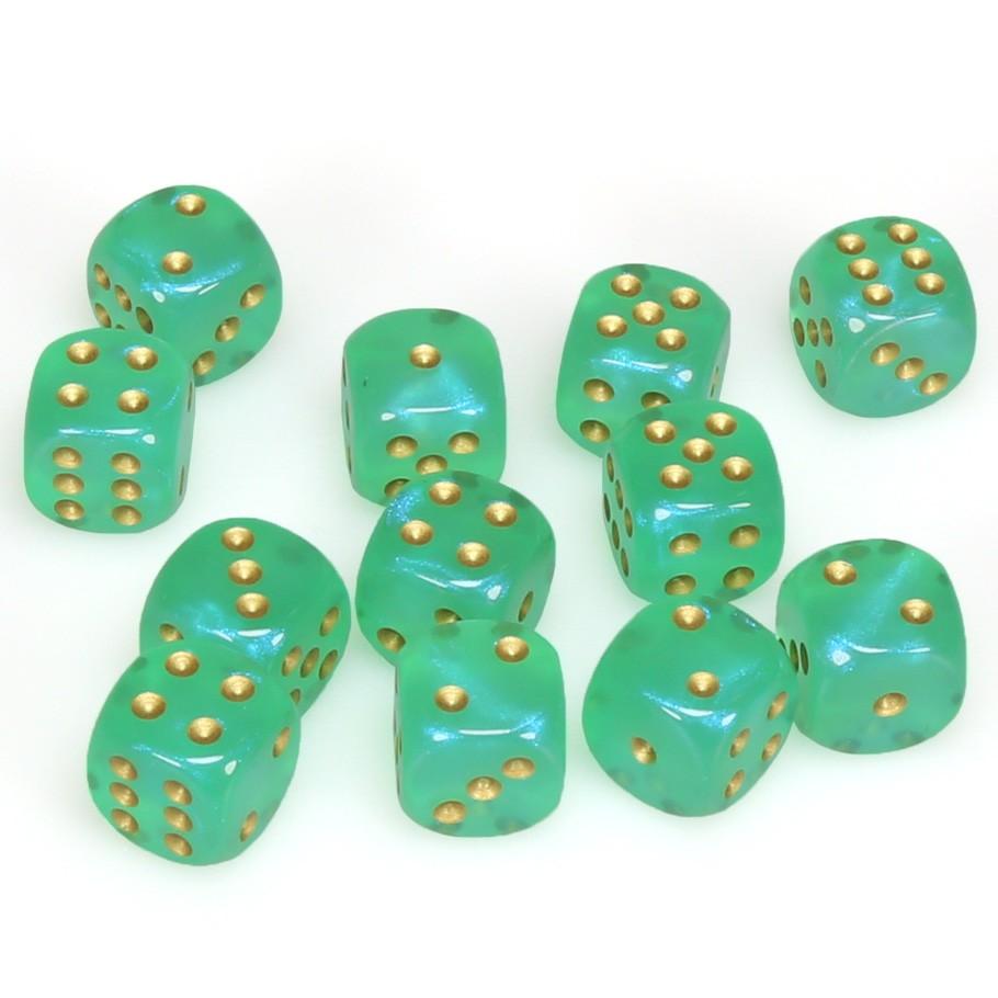 Chessex Borealis: 16MM D6 Light Green/Gold (12)
