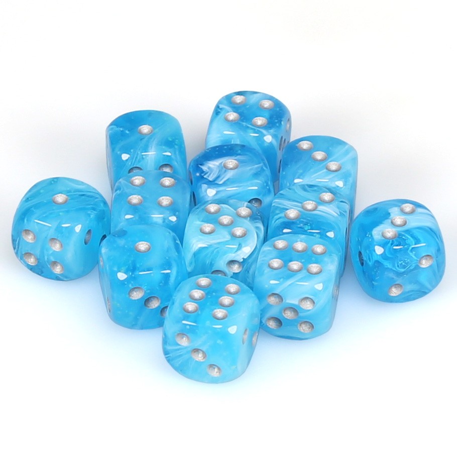 Chessex Luminary: 16MM D6 Sky/Silver (12)