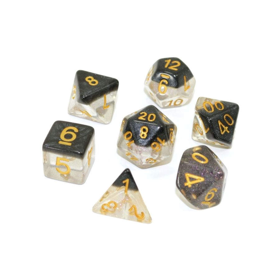 Die Hard Dice 7 Die RPG Dice Set: Onyx Snowglobe