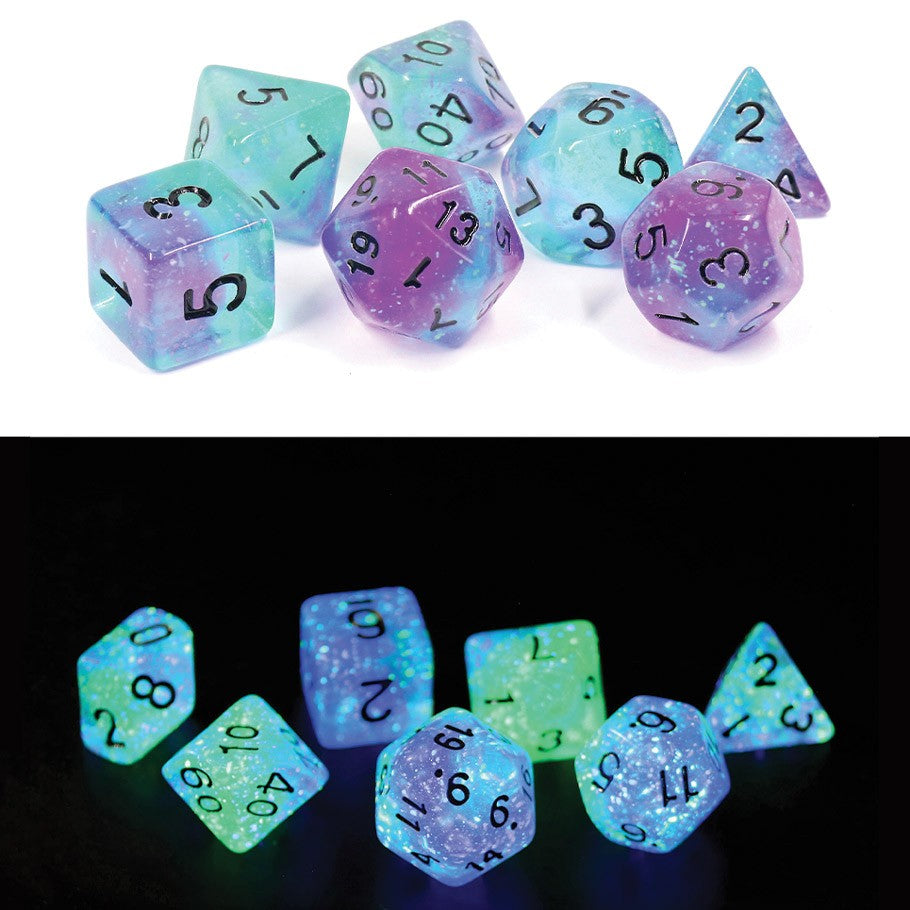Sirius Dice 7 Die Set: Peacock Glowworm
